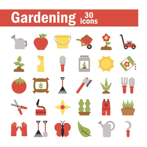 Set of icon gardening on white background — Stock Vector