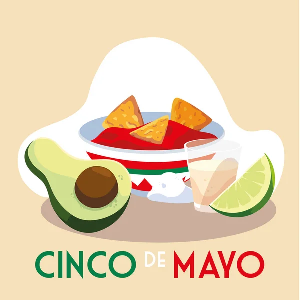 Карточка праздника синко де майо с едой — стоковый вектор