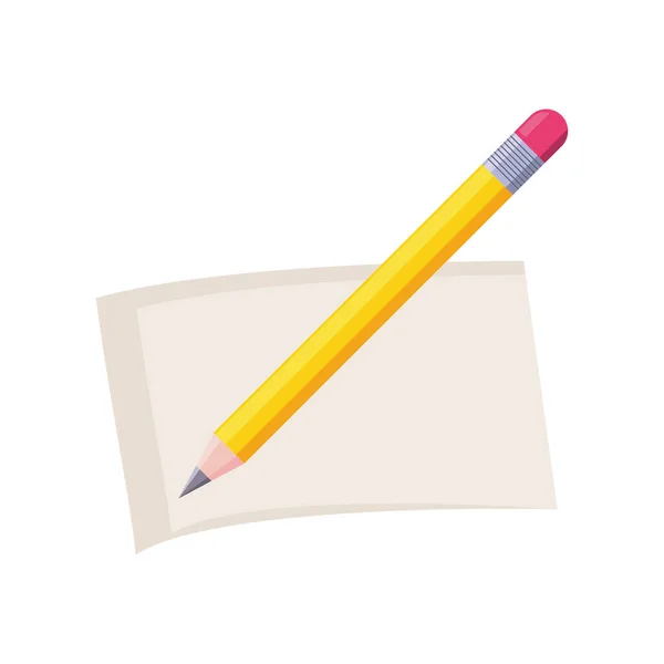 Φύλλο χαρτιού με μολύβι στο λευκό φόντο — Διανυσματικό Αρχείο