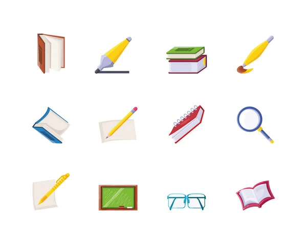 Conjunto de ícones escola no fundo branco —  Vetores de Stock