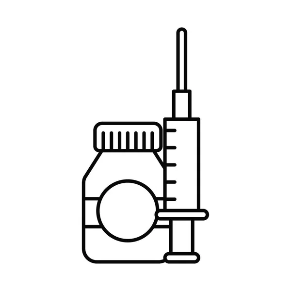 Médicaments et bouteille de pilules, icône de style ligne — Image vectorielle