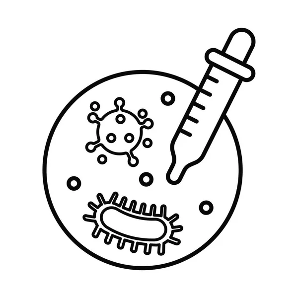 Micro-organisme bactérien dans un cercle, icône de style ligne — Image vectorielle