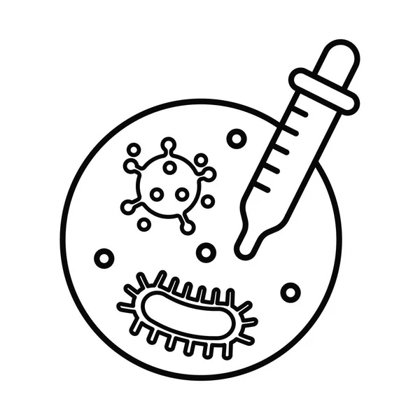 원 안에 있는 박테리아 미생물, 선 모양의 아이콘 — 스톡 벡터