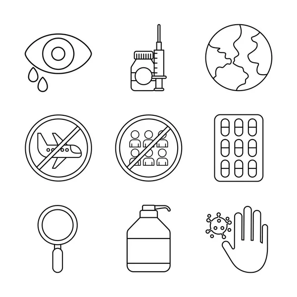 Set of icons corona virus, line style icon — Stock Vector