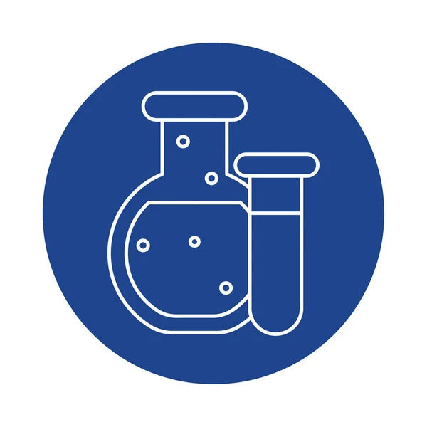 Kémiai laboratóriumi kémcsövek, vonal blokk stílusú ikon — Stock Vector