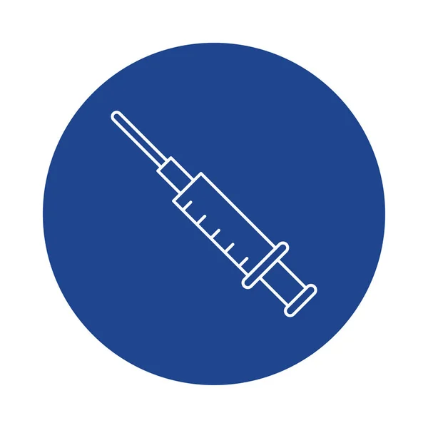 Medische spuit, lijnblokstijl icoon — Stockvector