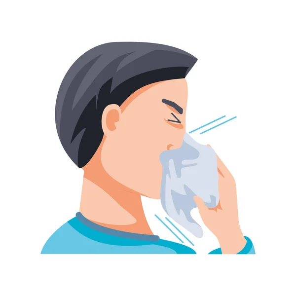 Man with cough on white background — Stock Vector