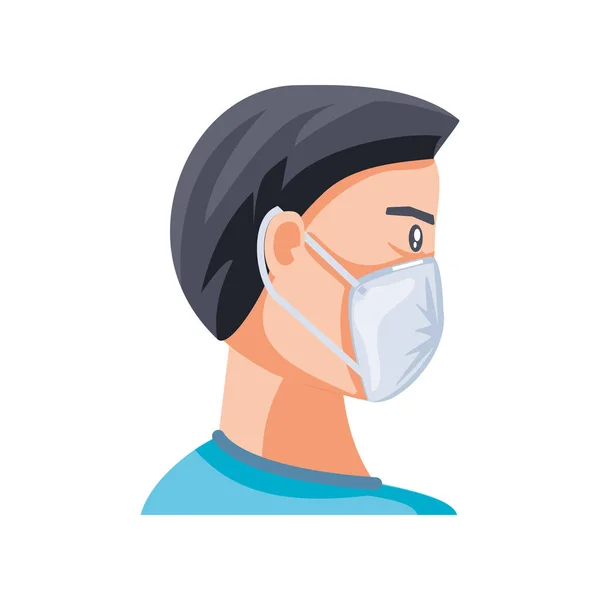 Man with medical mask on white background — Stock Vector