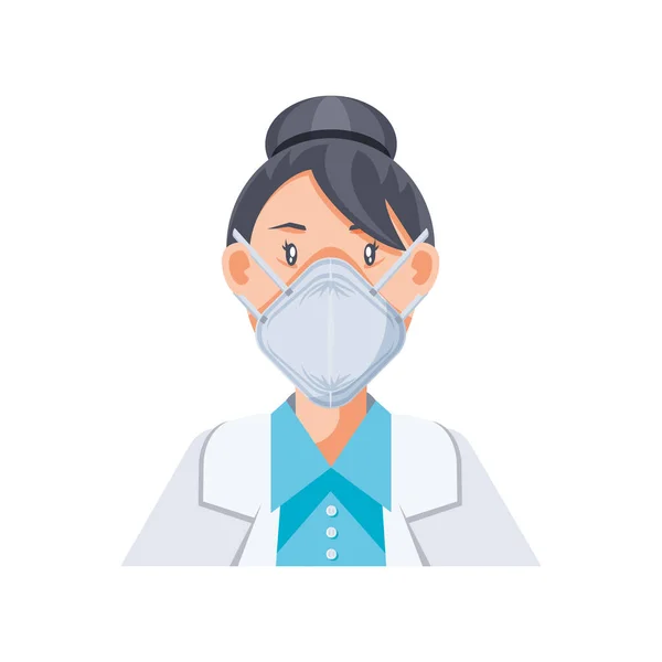 Woman with medical mask on white background — Stock Vector