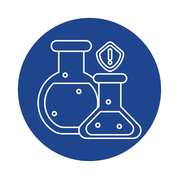 Tubos de teste de laboratório químico, ícone de estilo de bloco de linha —  Vetores de Stock