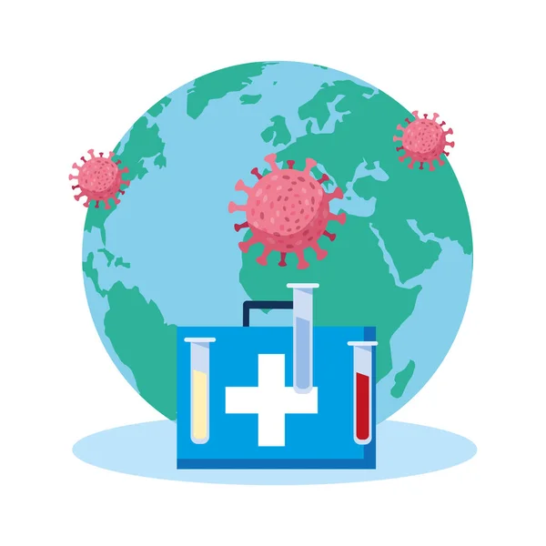 Rädda planeten jorden från coronavirus pandemi — Stock vektor