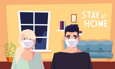 Evde kalıp sosyal medya kampanyası ve koronavirüs önleme, çift evde paylaşım