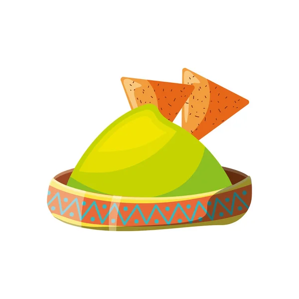 Bowl with guacamole on white background — ストックベクタ