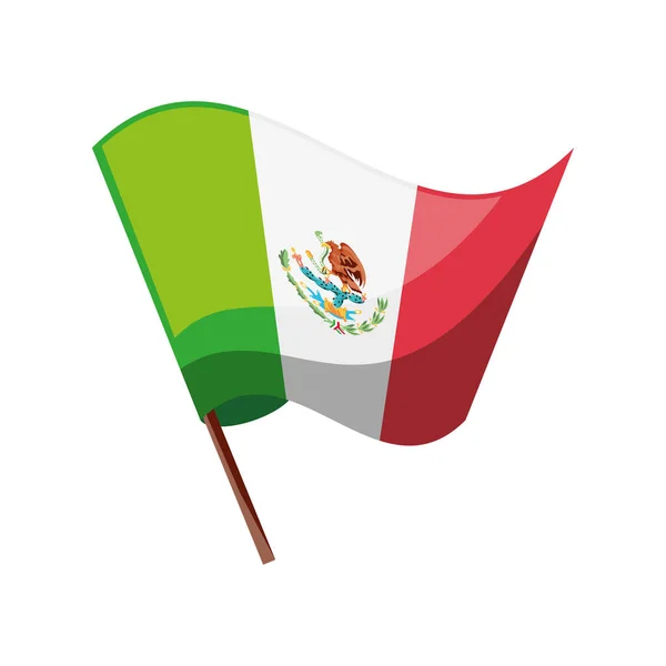 Bandera de México sobre fondo blanco — Vector de stock