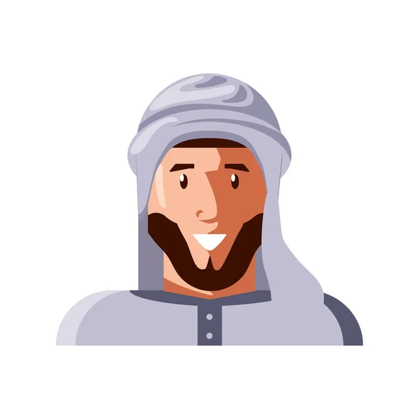 Homem muçulmano no fundo branco — Vetor de Stock