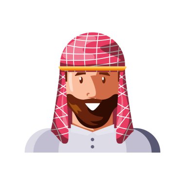 Beyaz arka planda Müslüman bir adam