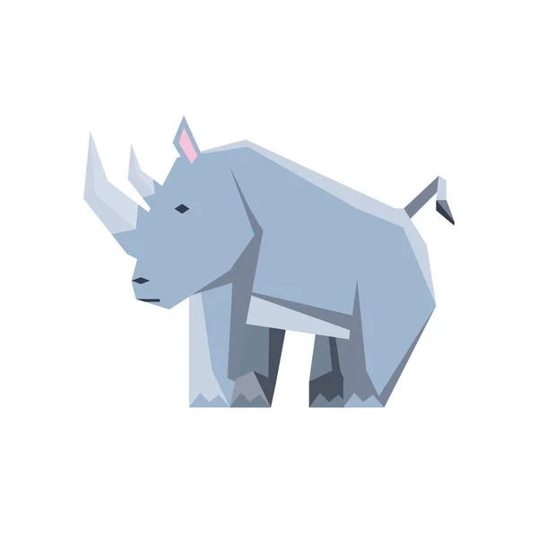 Геометрические дикие животные носорога на белом фоне — стоковый вектор