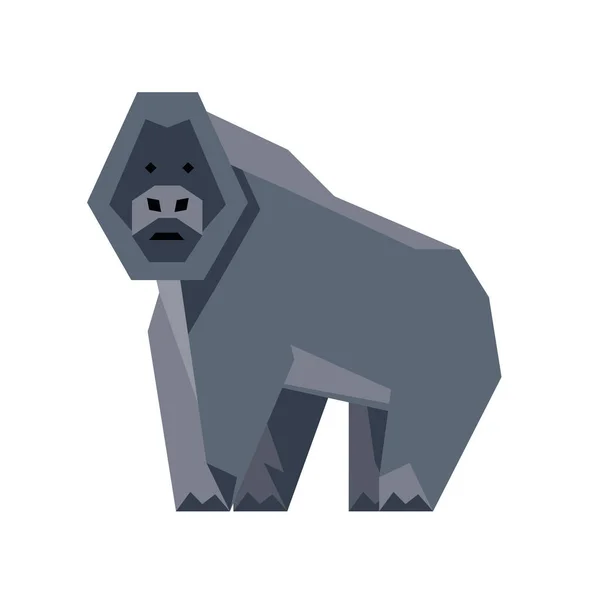 Gorilla animali selvatici geometrici su sfondo bianco — Vettoriale Stock