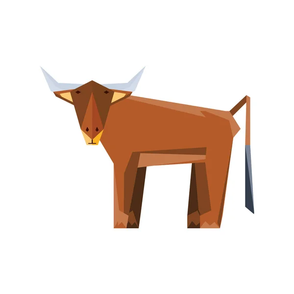 白色背景的公牛几何野生动物 — 图库矢量图片