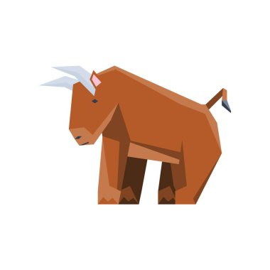 Beyaz arka planda boğa geometrik vahşi hayvanlar