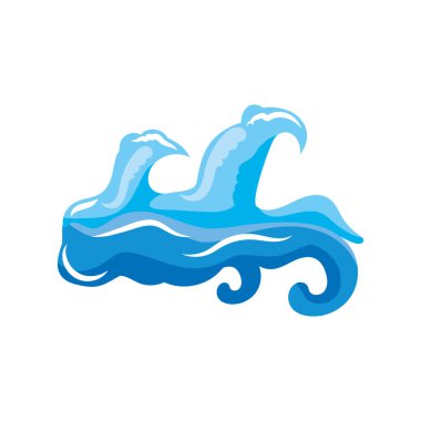 Beyaz arka planda kıvrımlı okyanus dalgaları