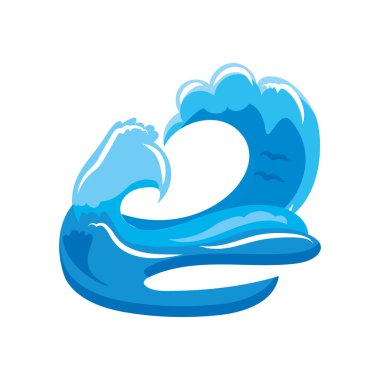 Beyaz arka planda kıvrımlı okyanus dalgaları