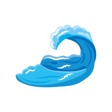 Beyaz arka planda kıvrımlı okyanus dalgaları