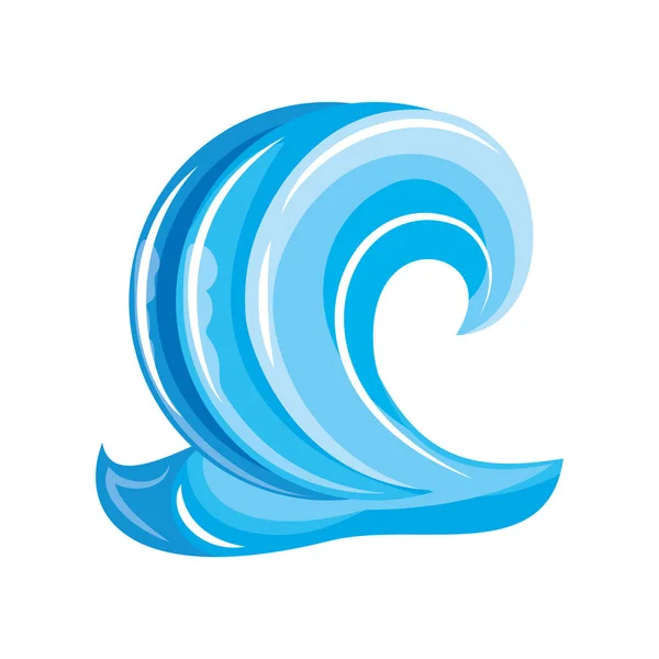 Ωκεάνια κύματα με μπούκλες σε λευκό φόντο — Διανυσματικό Αρχείο