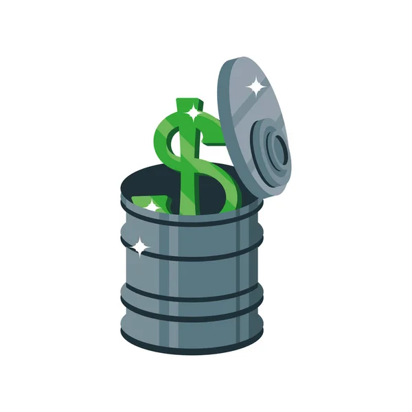 Beczka ropy z pieniędzmi, zysk — Wektor stockowy
