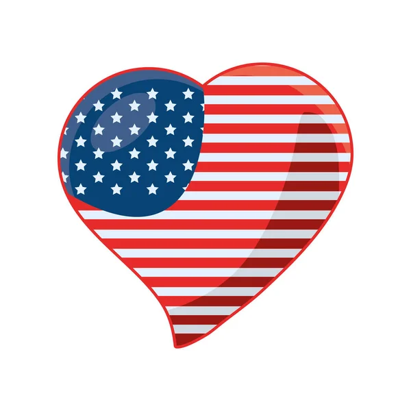 Szív amerikai zászló fehér háttér — Stock Vector