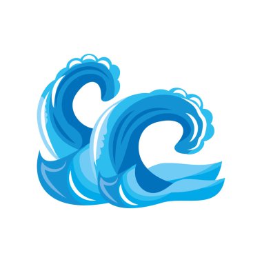 Beyaz arka planda kıvrımlı okyanus dalgaları