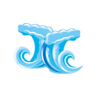 Beyaz arka planda kıvrımlı okyanus dalgaları