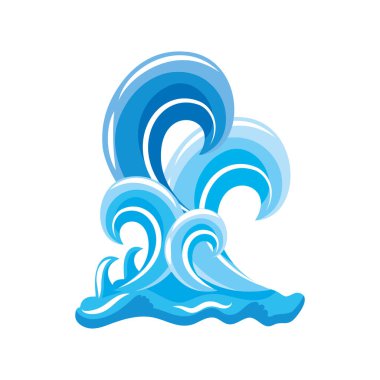 Beyaz arka planda kıvrımlı okyanus dalgaları