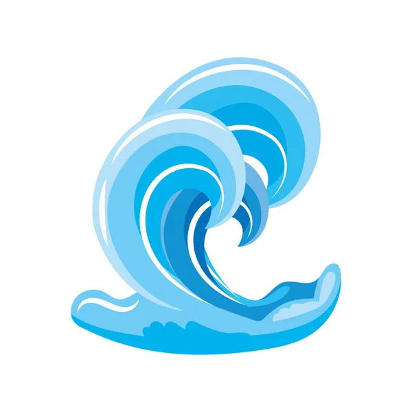 Ωκεάνια κύματα με μπούκλες σε λευκό φόντο — Διανυσματικό Αρχείο
