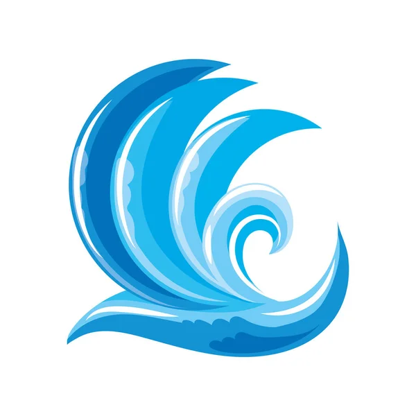 Океанские волны с керлингом на белом фоне — стоковый вектор