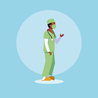 Adam doktor ayakta, sağlık personeli