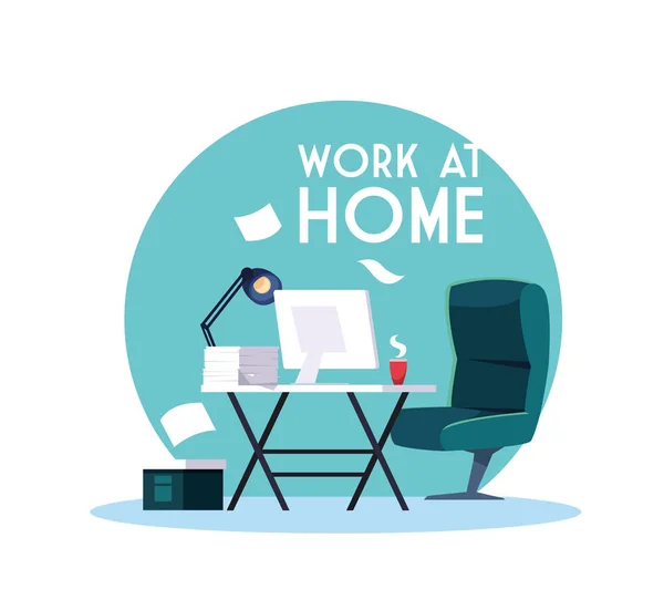 Etiquetas de trabajo en casa, espacio de trabajo — Vector de stock