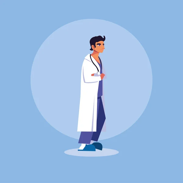 Uomo medico in piedi, personale medico — Vettoriale Stock
