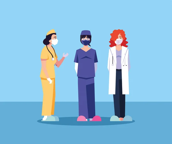 Kobiety lekarze stojący, zespół medyczny — Wektor stockowy
