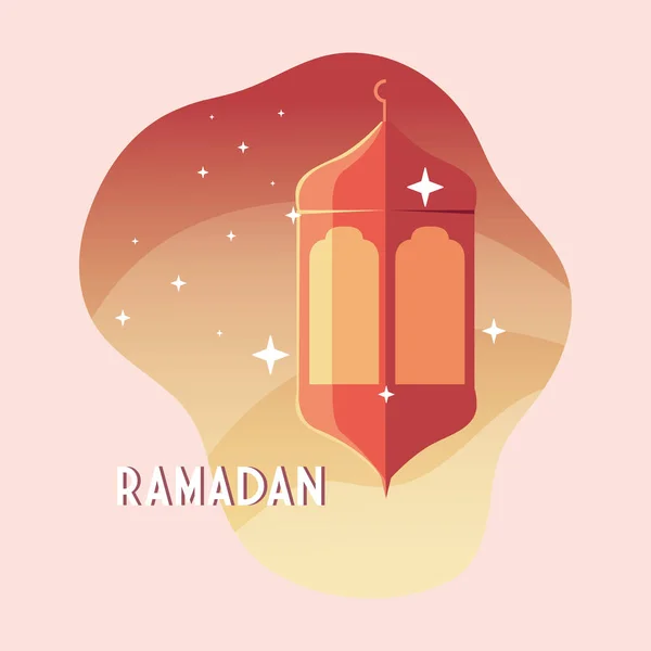 Illuminated lamp with label ramadan — Stock Vector