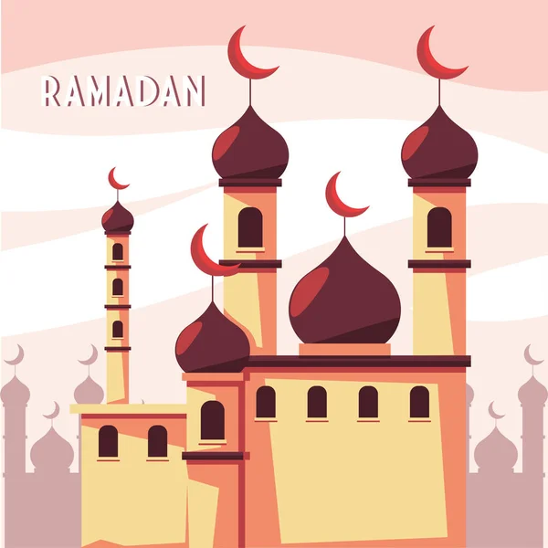 Mešita budova s štítkem ramadán — Stockový vektor