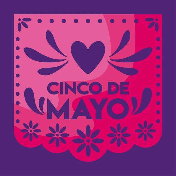 Mexická dekorativní girland s etiketou cinco de mayo — Stockový vektor