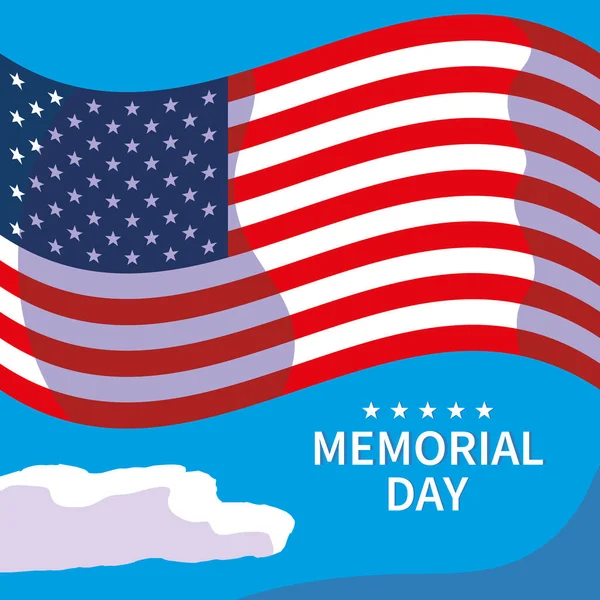 United states flag with label memorial day — Stock Vector