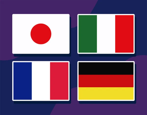 Drapeaux de différents pays du monde — Image vectorielle