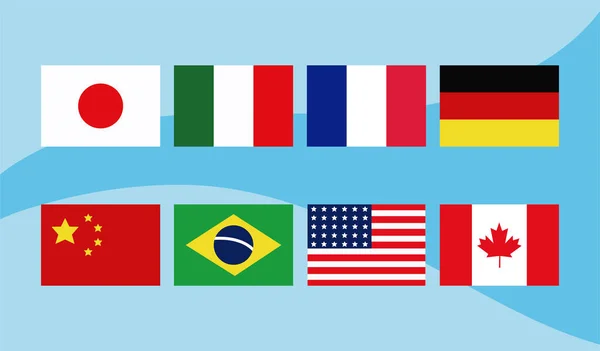Drapeaux de différents pays du monde — Image vectorielle