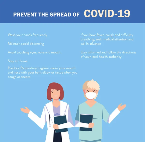 Γιατροί εξηγούν Infographics πώς να αποτρέψει την εξάπλωση του covid 19 — Διανυσματικό Αρχείο