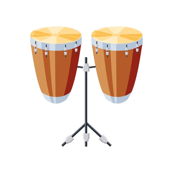 Congas trummor med stativ på vit bakgrund — Stock vektor