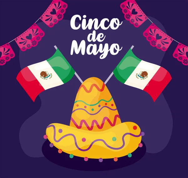 Vacanza cinco de mayo con cappello messicano — Vettoriale Stock