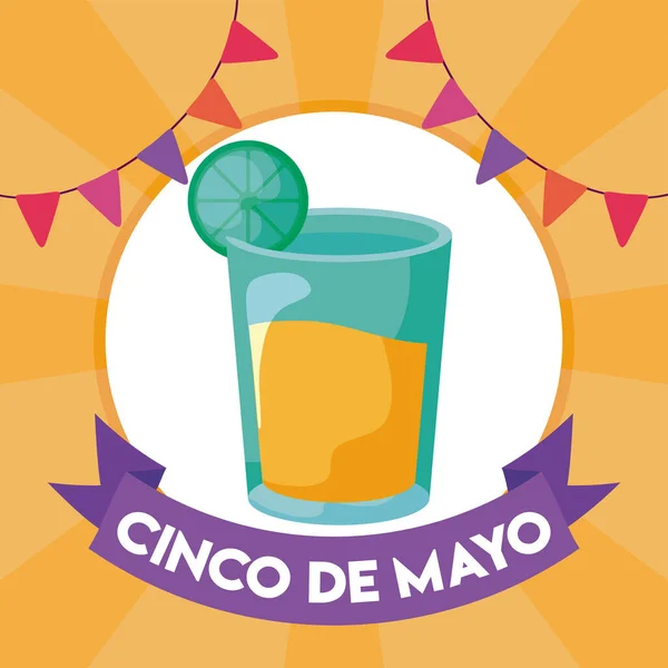 Tequila shot och lime traditionell mexikansk dryck — Stock vektor