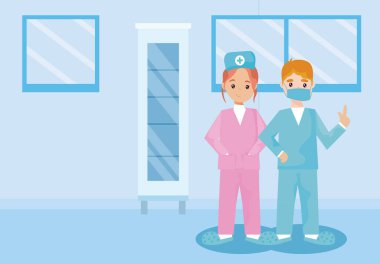 Erkek ve kadın hemşirelerin kartı.